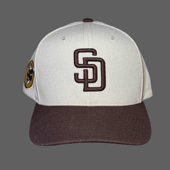 Mitchell & Ness San Diego Padres Pro Crown Snapback Hat Cream Brown - Picture 1 of 10